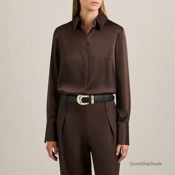 Genuine Leather Belt with Gold Buckle for Women
